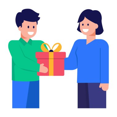 Hediye kutusu vektör çizimi olan çift