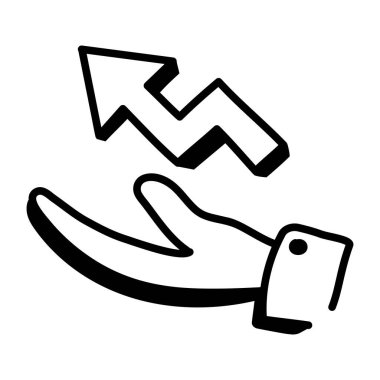 Bir ok simgesinin el çizimi vektör çizimi