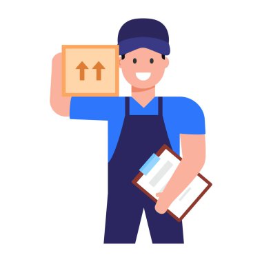 Kutu vektör illüstrasyon tasarımlı teslimatçı