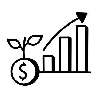 Dolar sembolü vektörlü büyüme grafiği. t