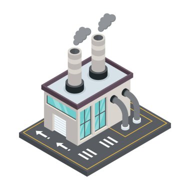 Fabrika inşaatı izometrik vektör çizimi