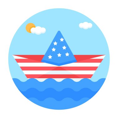 Bir tekne simgesinin vektör illüstrasyonu