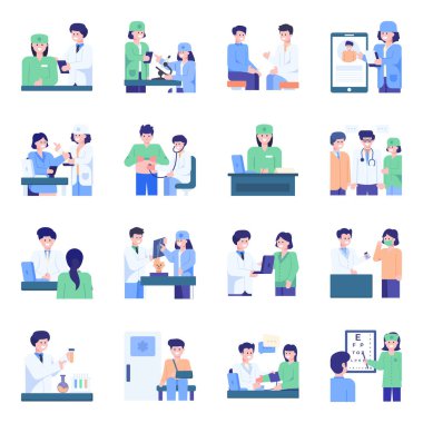 Doktorlar web simgeleri vektör illüstrasyonu 