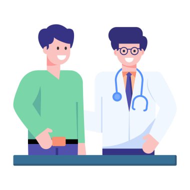 Stetoskop ve tıbbi karakterler vektör illüstrasyon tasarımlı doktor