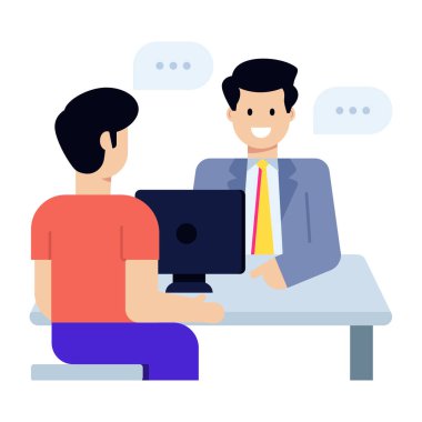 Dizüstü bilgisayarı ve konuşma balonu vektör çizimi olan insanlar