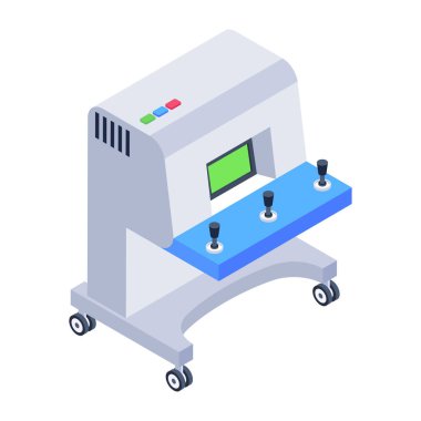 Hastane izometrik ikonu. Web için dağıtım otomobili vektör simgelerinin düz çizimi