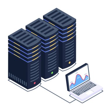 Sunucunun izometrik vektör çizimi 