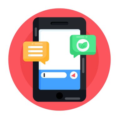 Sohbet baloncukları olan akıllı telefon web simgesi vektör çizimi 