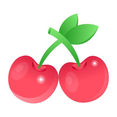 Kiraz meyvesi ikonu. vektör illüstrasyonu