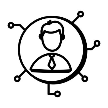 İş adamı ikon vektörü. İnce çizgi işareti. izole edilmiş sınır sembolü çizimi