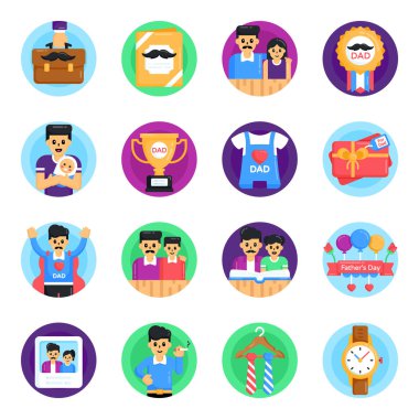 Bir takım iş ikonları. düz dizayn. vektör illüstrasyonu