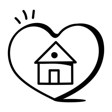 kalp ikonu vektör illüstrasyon tasarımlı ev