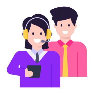 Kulaklık ve müşteri hizmetleri çizimi ile çağrı merkezi operatörü