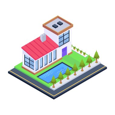 izometrik şehir inşa vektör çizimi