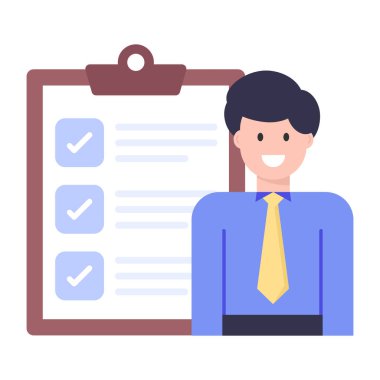 Pano ve kontrol listesi vektör illüstrasyon tasarımına sahip iş adamı