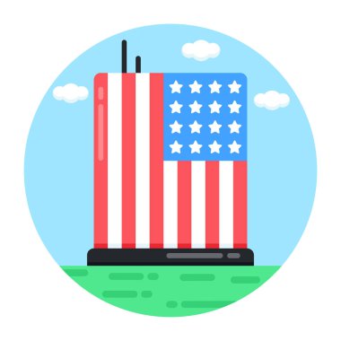 ABD bayrak ikonu. Web için Birleşik Devletler vektör simgelerinin düz çizimi