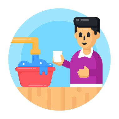 Çamaşır yıkayan adam, vektör çizimi