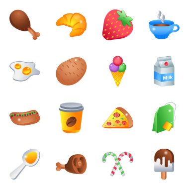 Yiyecek ve içecek sembolünün vektör çizimi. Web için ev malzemesi ve ev malzemesi simgesi seti.