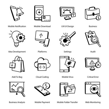 Web tasarımı için vektör simgeleri kümesi