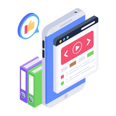 Dizüstü bilgisayarı olan izometrik akıllı telefon, vektör çizimi
