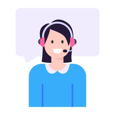 Kulaklık vektör illüstrasyon tasarımlı çağrı merkezi operatörü