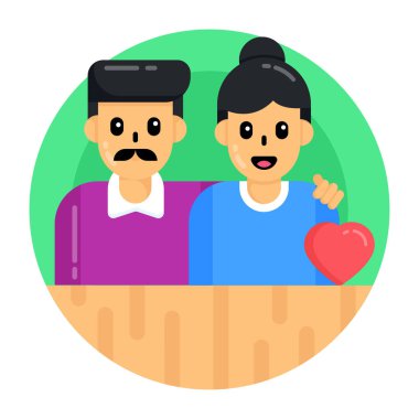 Kalp mesajı vektör çizimine sahip çift