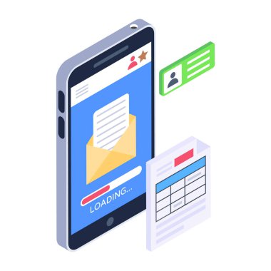 Cep telefonlu akıllı telefon ve mesaj vektör çizimi tasarımı