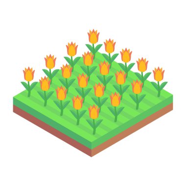 Çiçek vektör illüstrasyon tasarımlı çiçek tarlası