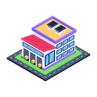 izometrik şehir inşa vektör çizimi