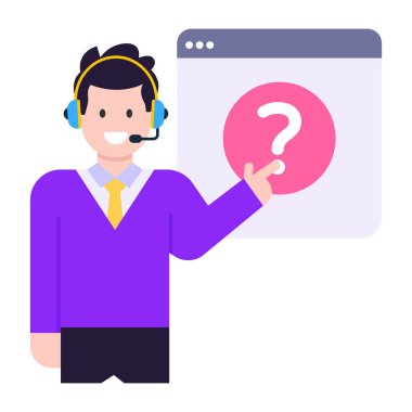 Konuşma balonu vektör çizim tasarımı ile çağrı merkezi operatörü