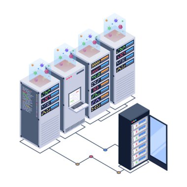 Modern teknoloji konseptinin izometrik vektör çizimi