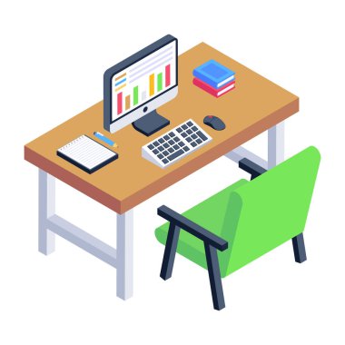 Laptop vektör resimli iş ve ofis masası