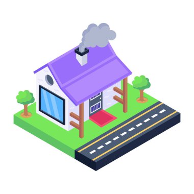 ev inşaatı izometrik vektör çizimi