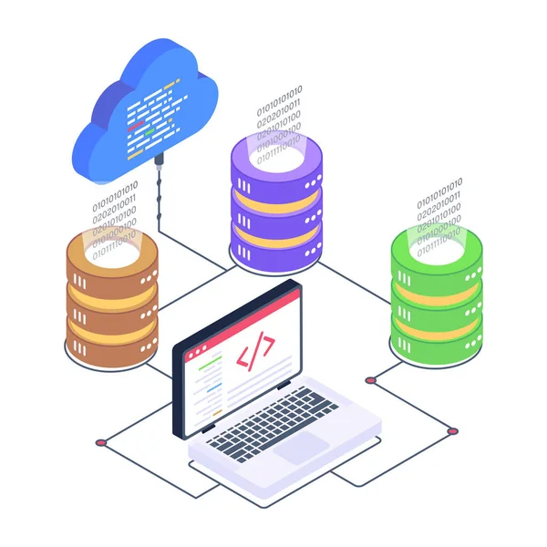 izometrik simge tasarımı ile veri depolama kavramı, vektör illüstrasyonu 10 eps grafik