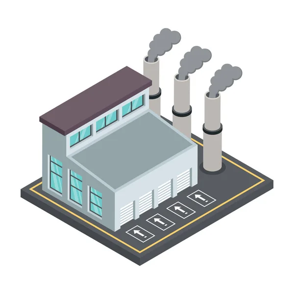 Factory Building Chimney Industrial Plant Vector Illustration Design — Stock Vector