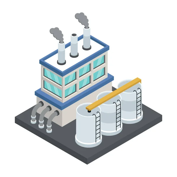 Edificio Fábrica Ilustración Vectorial Isométrica — Archivo Imágenes Vectoriales