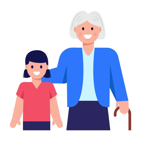 老夫妇与孙女和妇女矢量插图设计 — 图库矢量图片