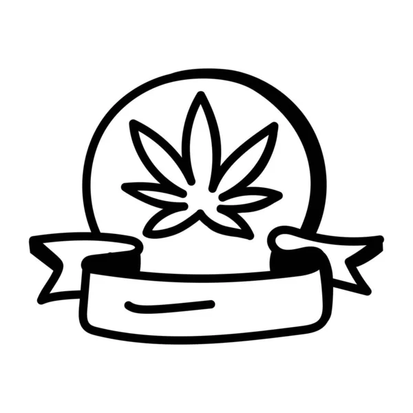 Ikona Liści Marihuany Cienka Linia Uderzenia Ilustracja Wektora — Wektor stockowy