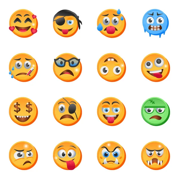 Vector Conjunto Emoticonos — Archivo Imágenes Vectoriales