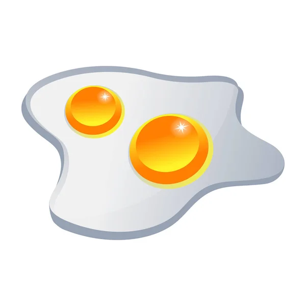 Huevo Con Ícono Yema Ilustración Plana Huevos Fritos Vector Iconos — Vector de stock