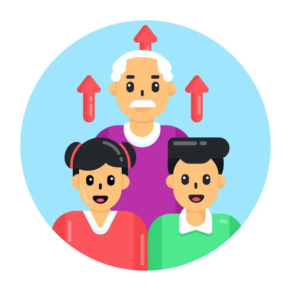 Ilustración Vectorial Los Niños Abuelo — Vector de stock