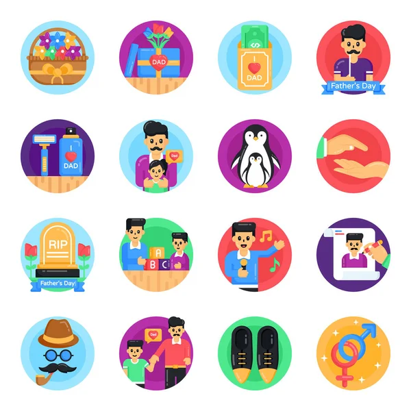 Düz simgeler kümesi, vektör illüstrasyonu