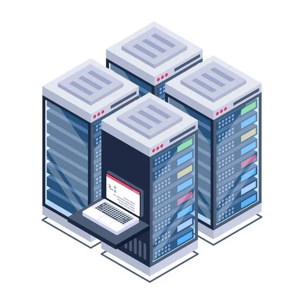 Data Center Isometric Vector Illustration — Stock Vector