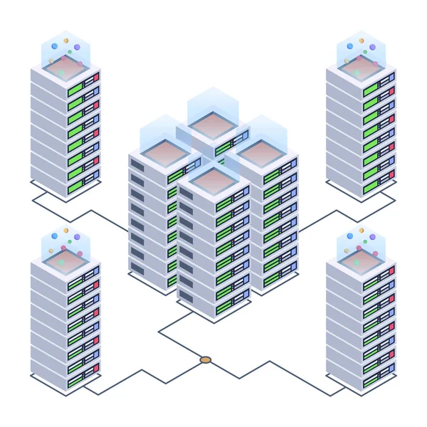 Isometrische Stadtgebäude Vektorillustration — Stockvektor