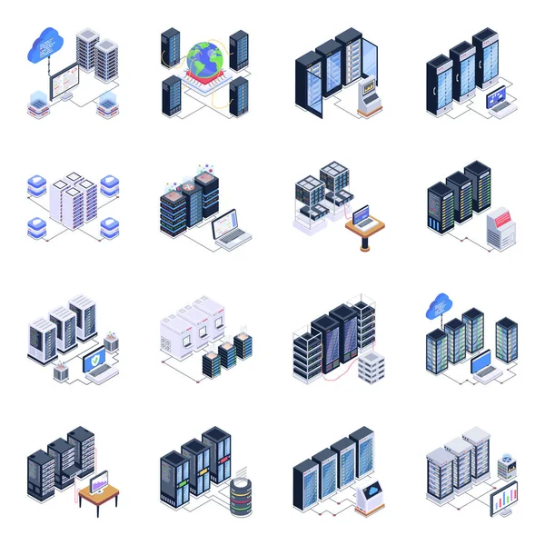 Şehir tasarımı için set koleksiyonunda izometrik simgeler oluşturuluyor. Yapı, ev ve diğer vektör sembolü örnekleme.