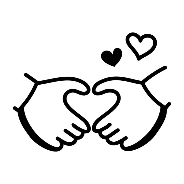 Poignée Main Icône Cœur Contour Symbole Amour Vectoriel Illustration Isolé — Image vectorielle