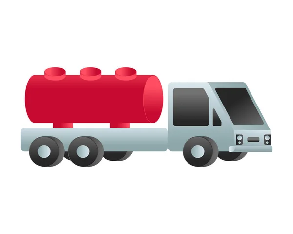 Red White Oil Tanker Truck Isolated Background Vector Illustration — Stock Vector