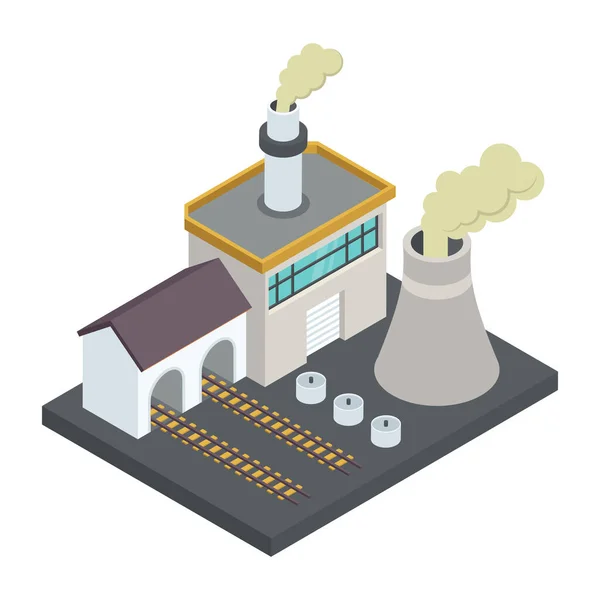 Fabrieksgebouw Met Schoorsteen Industriële Fabriek Vector Illustratie Ontwerp — Stockvector