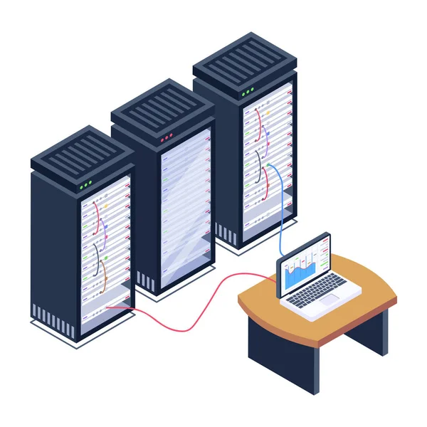 veri merkezi izometrik vektör çizimi