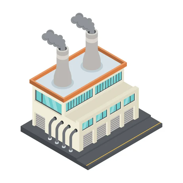 Fabrieksgebouw Met Schoorsteen Plant Vector Illustratie Ontwerp — Stockvector